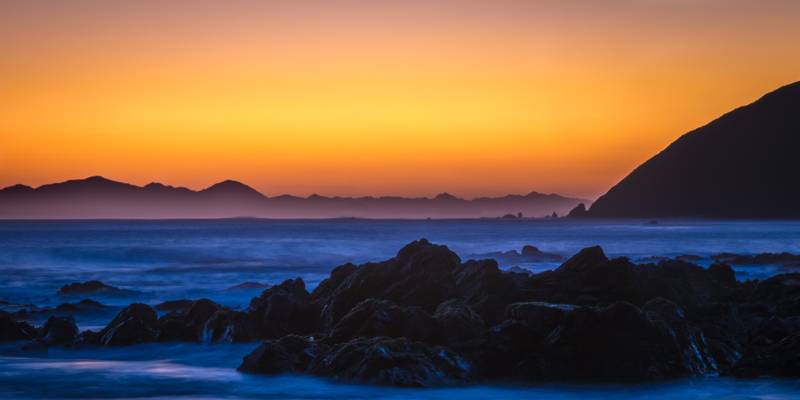 Sunset over Owhiro Bay