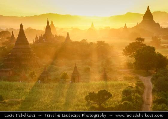 Myanmar - Bagan - Pagan - Ancient city during beautiful sunset