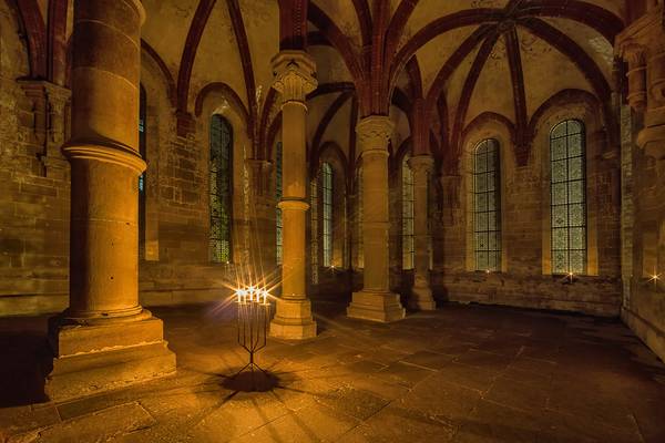 Candlelight in Medieval Monastery Vaults