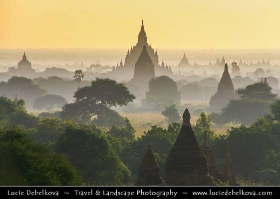 Myanmar - Bagan - Pagan - Ancient city during beautiful sunset