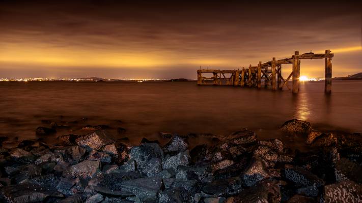 Hawkcraig Pier at Night