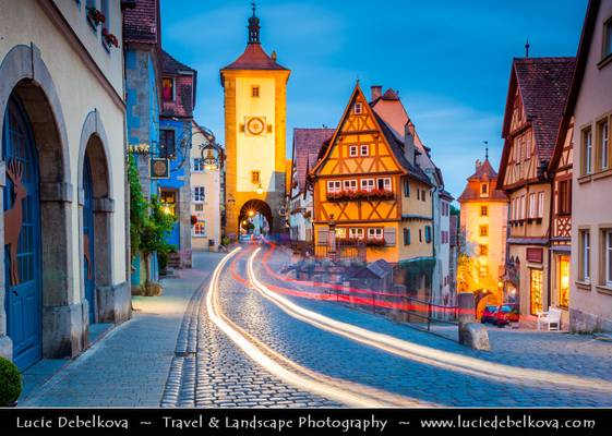 Germany - Bavaria - Rothenburg ob der Tauber at Dusk - Twilight - Blue Hour - Night