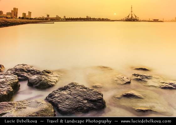 Kuwait - City Skyline from Salmiya during Sunset