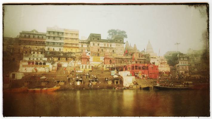 Ghats from the river, Veranasi