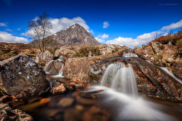 Stob Dearg and the waterfall on the River Coupall