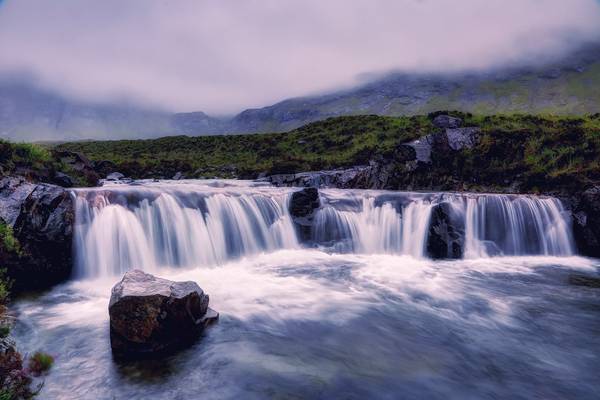 Waterfalls at the Fairy pool on the Isle of Skye