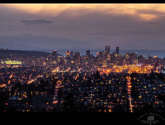 Night Falls in Vancouver, BC, Canada