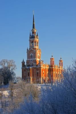Mozhaysk Cathedral on a sunny frosty day, Russia