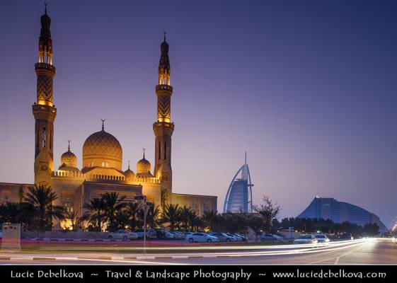 United Arab Emirates - UAE - Dubai - Jumeirah Mosque at Dusk - Twilight - Blue Hour - Night