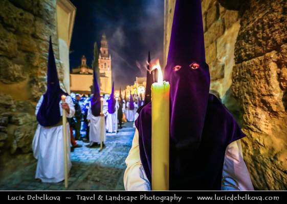 Spain - Andalucia - Carmona - Santa Semana - Holy Week Procession with candles during night