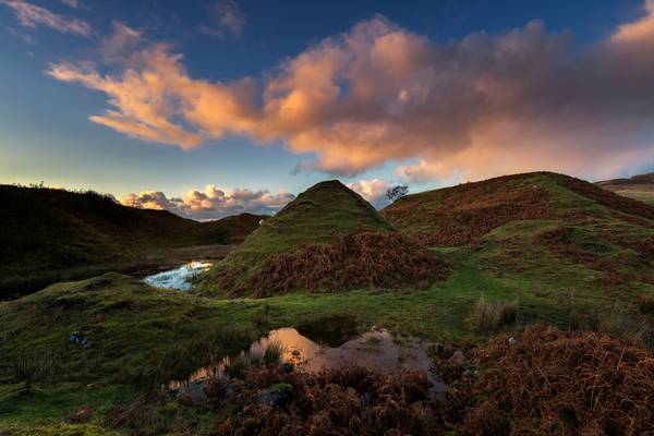 Sunset at the Magical and Mystical Fairy Glen, Skye Scotland