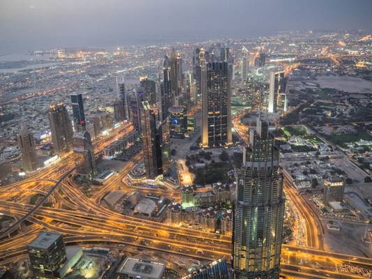 Air photo from the - Top Terrace -  of the Burj Khalifa -  Dubai