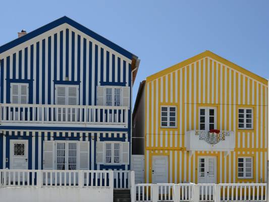Traditional houses on Costa Nova, Aveiro, Portugal