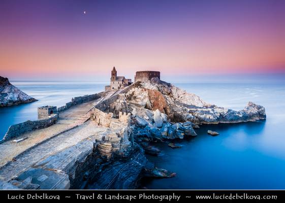 Italy - Liguria Coast - Portovenere - Chiesa di San Pietro - Church of St. Peter at Dawn - Sunrise