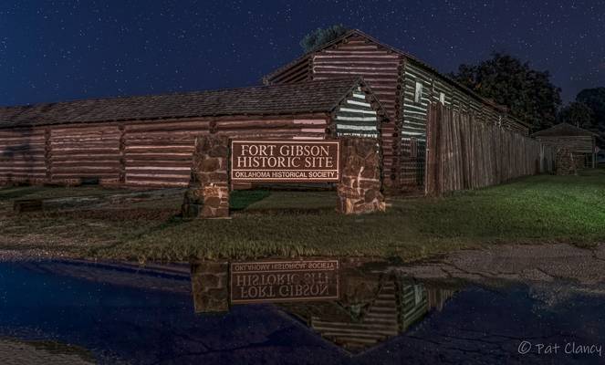 Fort Gibson Historical Site at night