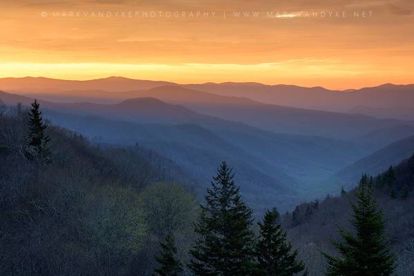 GSMNP Oconaluftee Valley Orange Sunrise