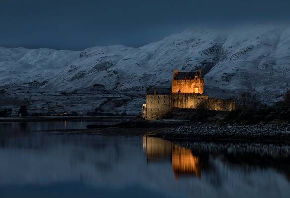 Dusk over Eilean Donan Castle, Kyle of Lochalsh, Scotland