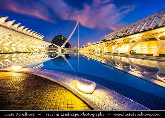 Spain - Valencia - City of Arts and Sciences at Dusk - Twilight - Blue Hour - Night