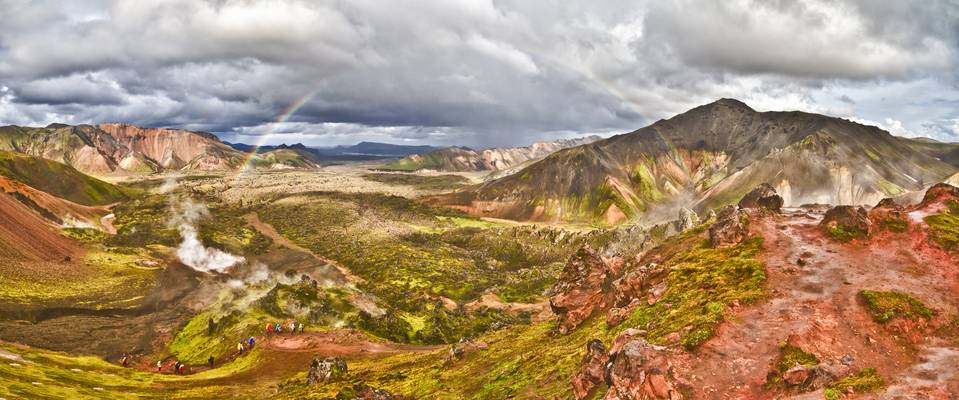 Mountain rainbow in Landmannalaugar Iceland