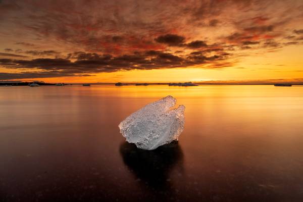 Iceberg at Sunrise, Diamond Beach, Jökulsárlón, Iceland