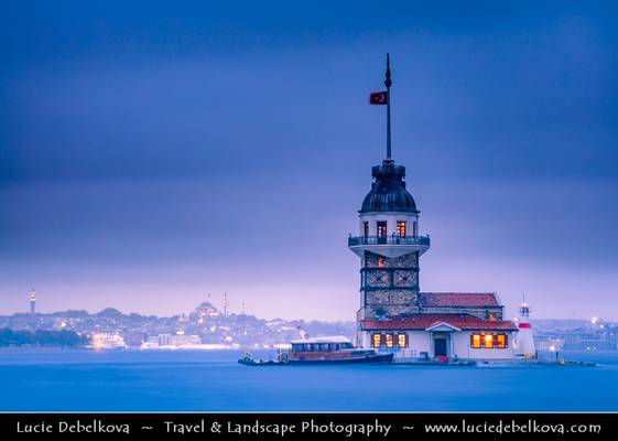 Turkey - Istanbul -  Kiz Kulesi - Maiden's Tower - Leander's Tower at Dusk