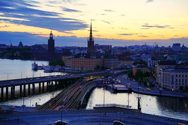 Stockholm at sunset. Incredible view from Katarinahissen