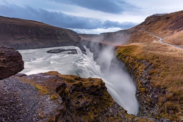 Dawn Breaks Over Gullfoss, Iceland