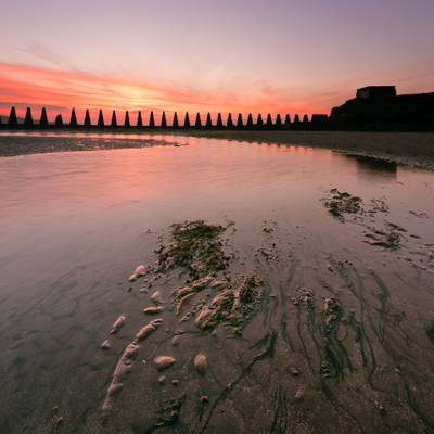 Cramond Island Under Fiery Sky