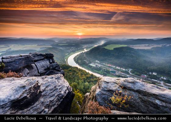 Germany - Saxony - Saxon Switzerland National Park - View from Lilienstein at beautiful morning light