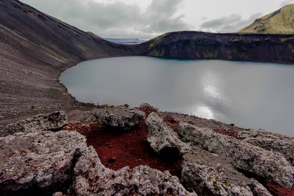 Bláhylur (Blue Pool) or Hnausapollur crater lake, Iceland
