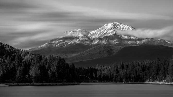 Mt Shasta in black and white