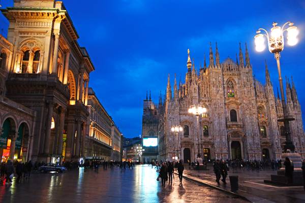 Milan by night. Gallery Victor Emmanuel & Duomo