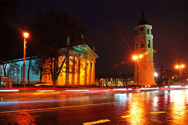 Vilnius by night. The Cathedral from Vrublevskio st