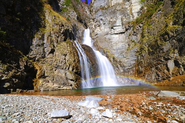Rainbow at the Ulim waterfall, DPRK
