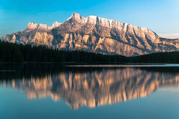 Mount Rundle seen from Two Jack Lake, early morning