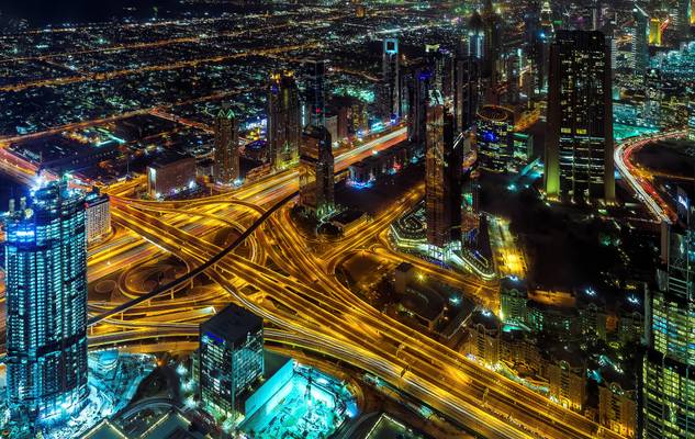 city lights and its towers