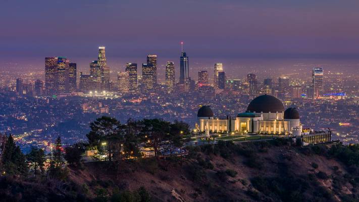 Griffith Observatory And DTLA Skyline