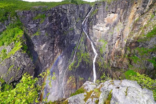 Rainbow beside Vøringfossen waterfall, Norway
