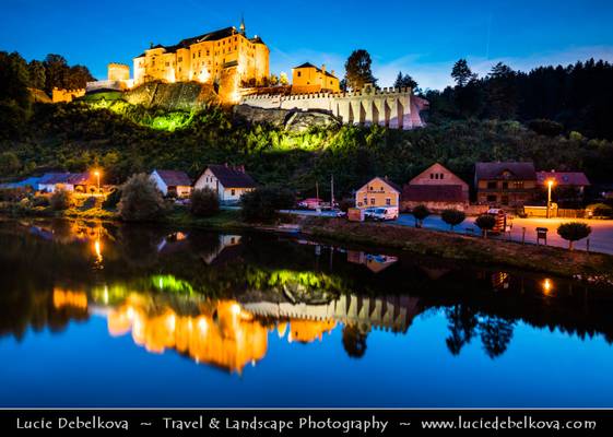 Czech Republic - Český Šternberk Castle at Dusk - Twilight - Blue Hour - Night