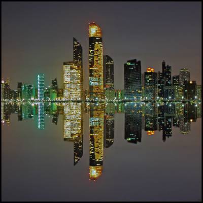 Abu Dhabi skyline reflection