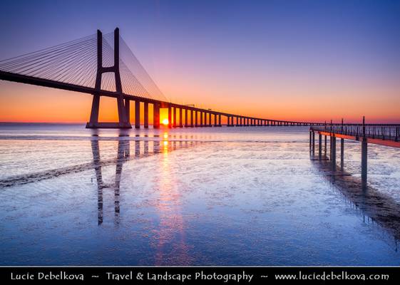 Portugal - Lisbon - Lisboa - Ponte Vasco da Gama at Rio Tejo at Sunrise