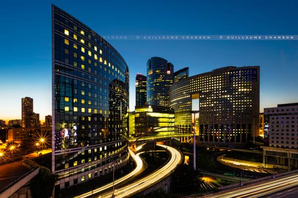 Classic view of La Défense at Blue hour