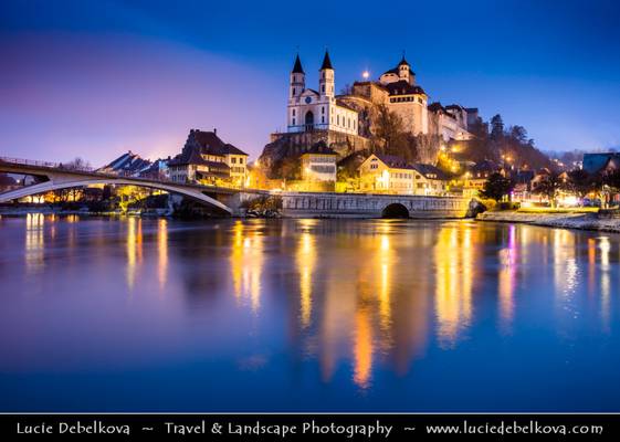 Switzerland - Aarburg - Aarburg fortress at Dusk - Twilight - Blue Hour - Night