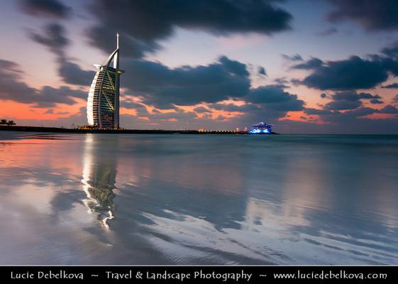 UAE - Dubai Skyline - Blue hour at Burj Al Arab 7* Hotel
