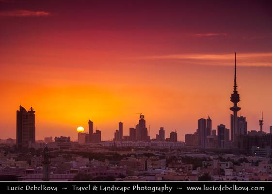 Kuwait -  Sunset over Kuwait City Skyline