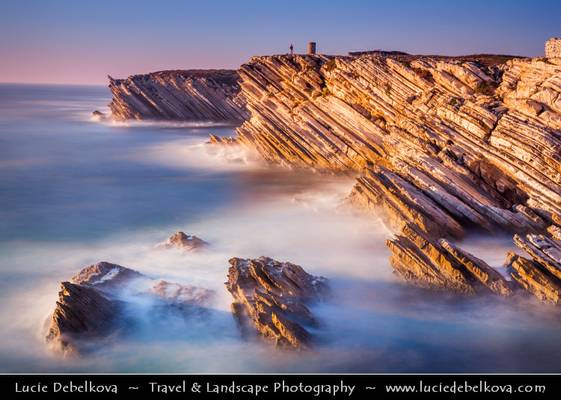 Portugal - Peniche - Unusual Limestone Cliffs at Baleal Peninsula during late evening light