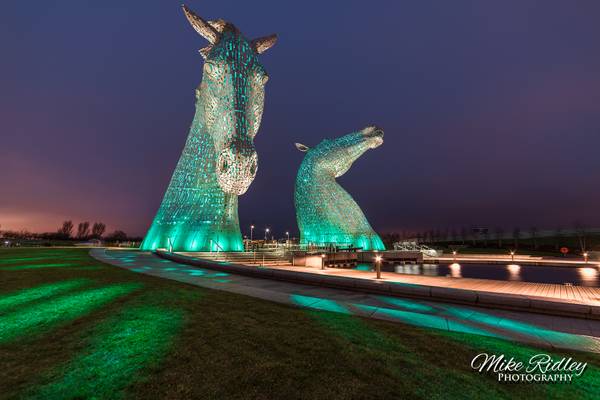 The Kelpies ... in green ..