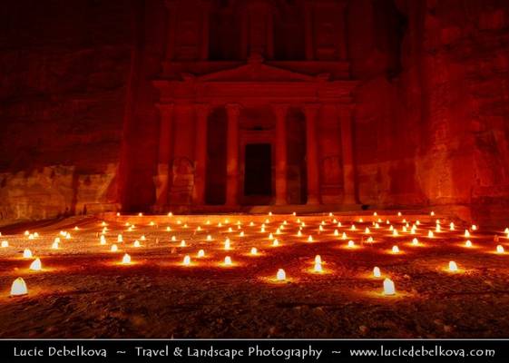 Jordan - Petra's Treasury under Candle Light