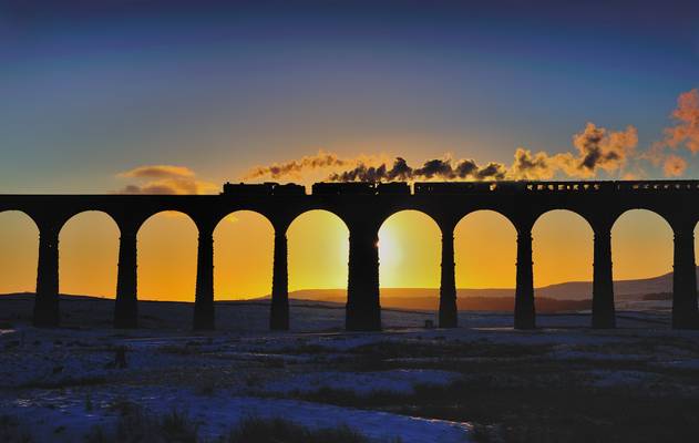 Steaming towards sunset