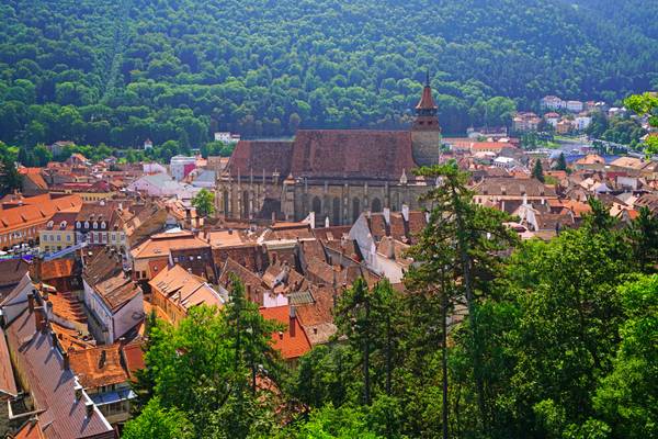 Red roofs of Brasov from Turnul Alb, Romania